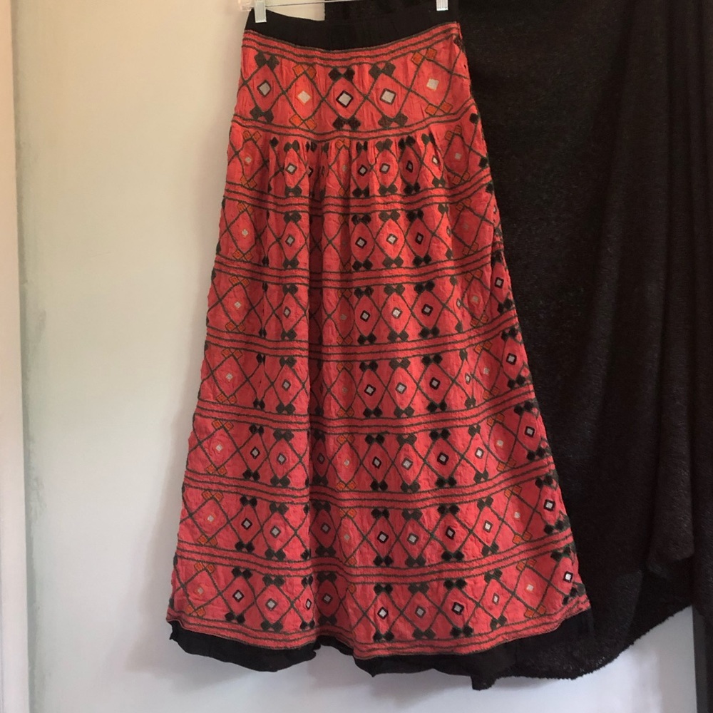 Free People Red Boho Maxi Skirt XS